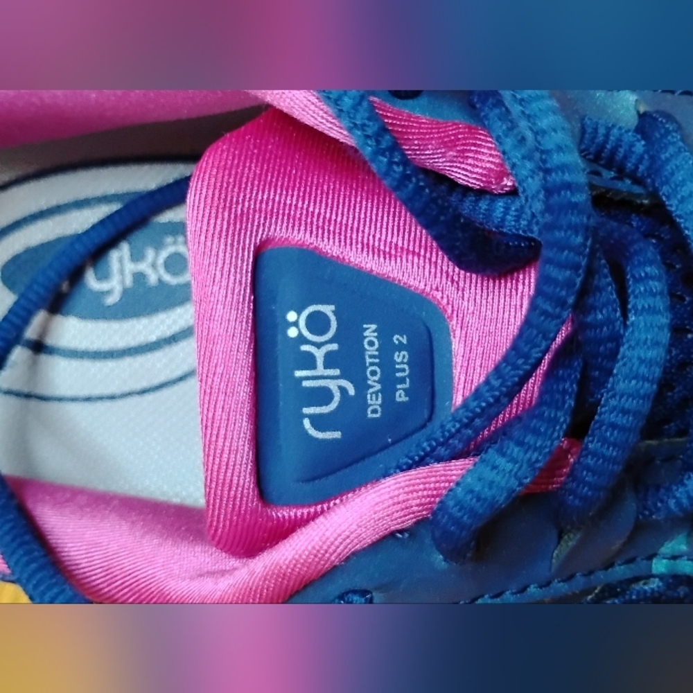 Ryka Womens 9.5 Devotion Plus 2 Walking Sneakers Blue Pink Comfort Athletic Shoe - Picture 16 of 16